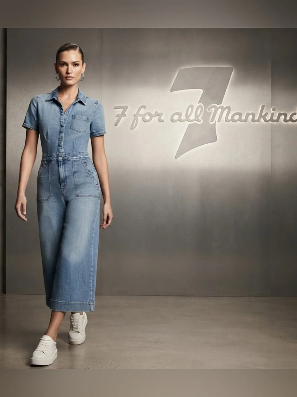 Authentic 7 For All Mankind designer denim jeans jumpsuit sz S